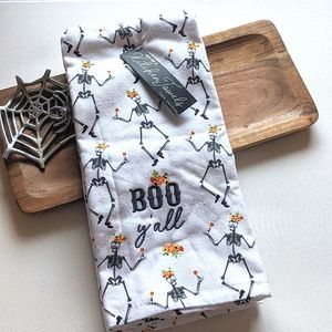 Skeleton Dia de los Muertos Boo Y'all Dish Towels. Set of 2. 100% Cotton. NWT